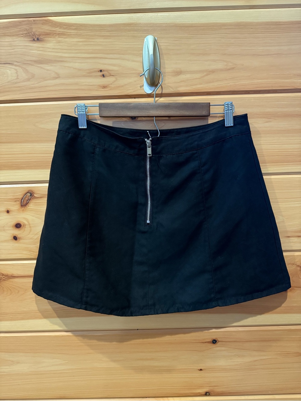 Divided Black Front-Zip Mini Skirt